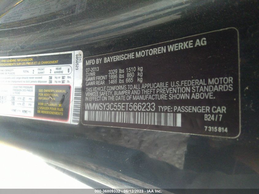 2014 MINI COOPER ROADSTER S WMWSY3C55ET566233