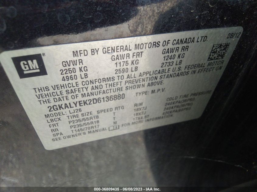 2013 GMC TERRAIN DENALI - 2GKALYEK2D6136880