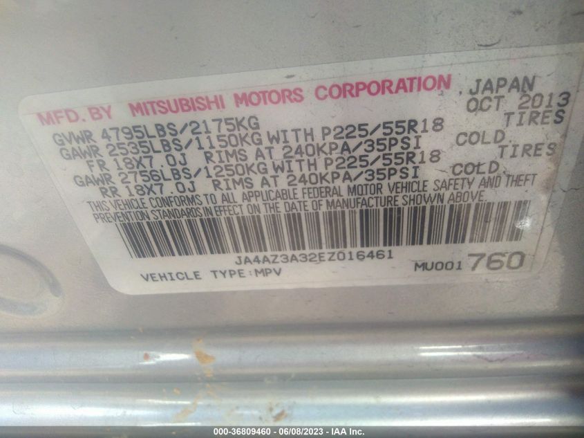 2014 MITSUBISHI OUTLANDER SE - JA4AZ3A32EZ016461