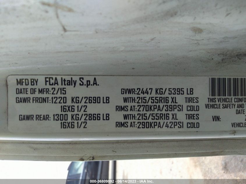2015 RAM PROMASTER CITY TRADESMAN - ZFBERFAT4F6A03664