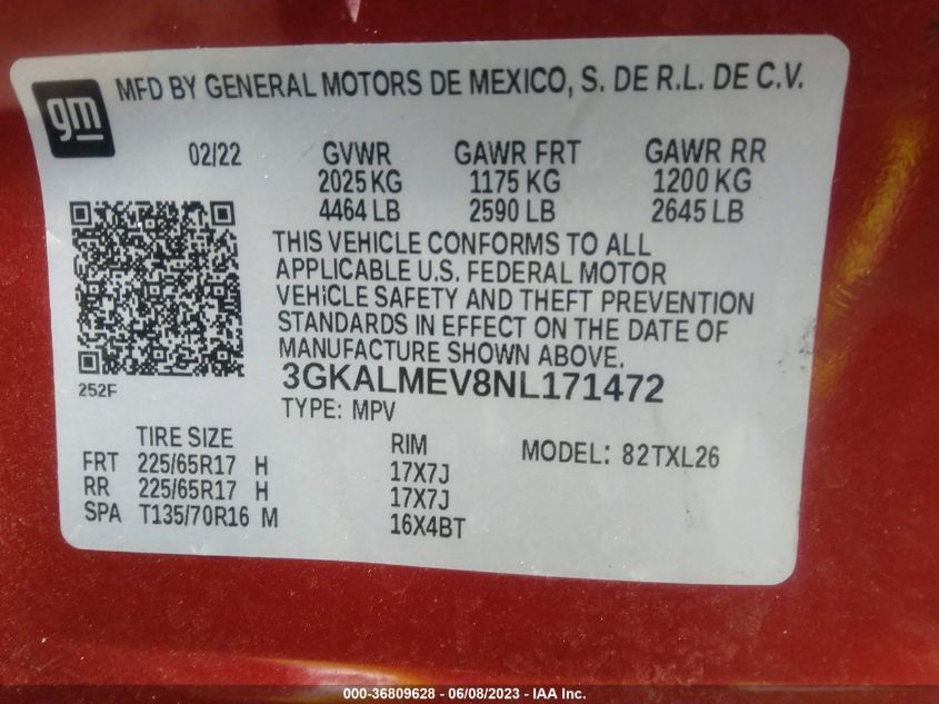 2022 GMC TERRAIN SLE - 3GKALMEV8NL171472