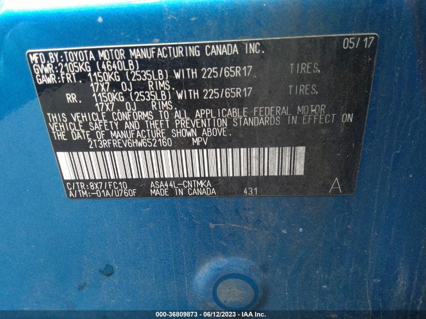 2017 TOYOTA RAV4 XLE - 2T3RFREV6HW652160