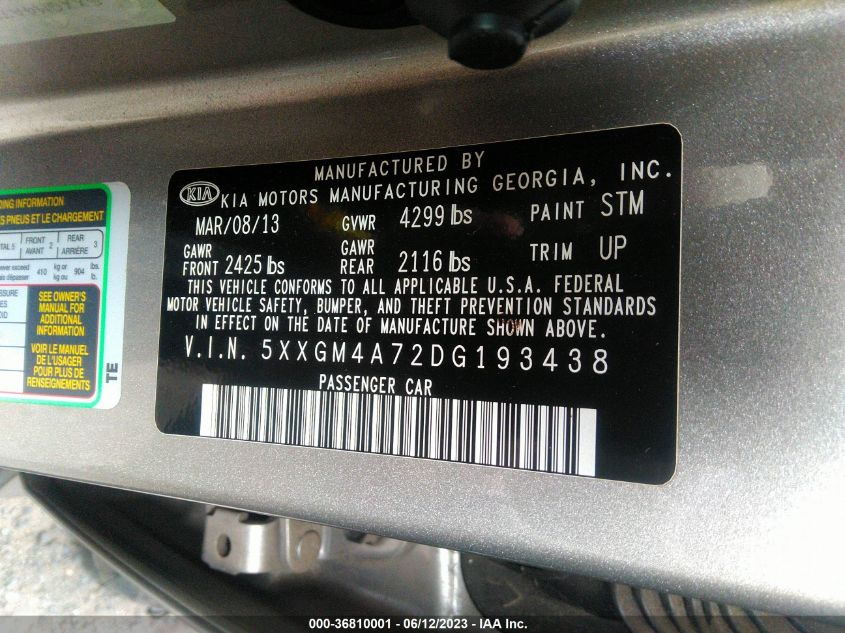 2013 KIA OPTIMA LX - 5XXGM4A72DG193438