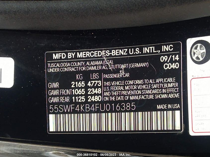 2015 MERCEDES-BENZ C-CLASS C 300 - 55SWF4KB4FU016385
