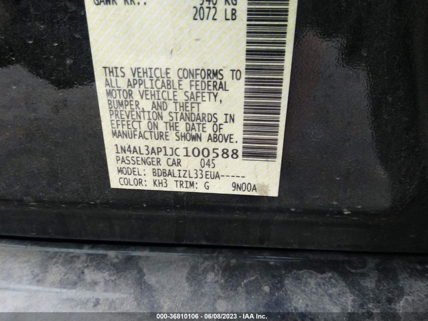 2018 NISSAN ALTIMA 2.5 SV - 1N4AL3AP1JC100588