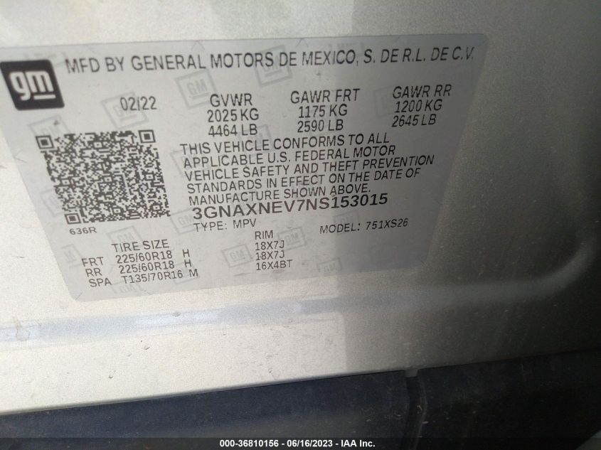2022 CHEVROLET EQUINOX PREMIER - 3GNAXNEV7NS153015