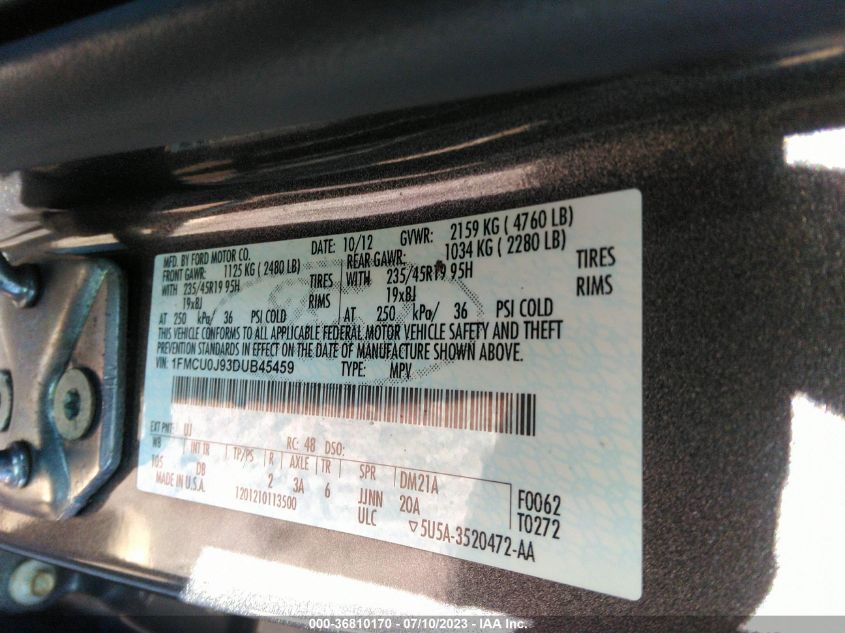 2013 FORD ESCAPE TITANIUM - 1FMCU0J93DUB45459