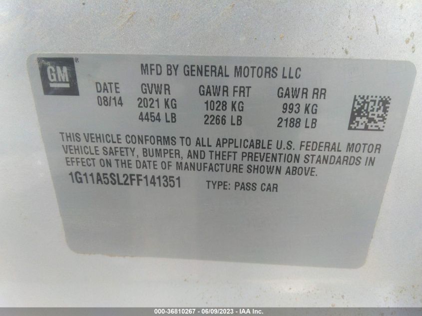 2015 CHEVROLET MALIBU LS - 1G11A5SL2FF141351