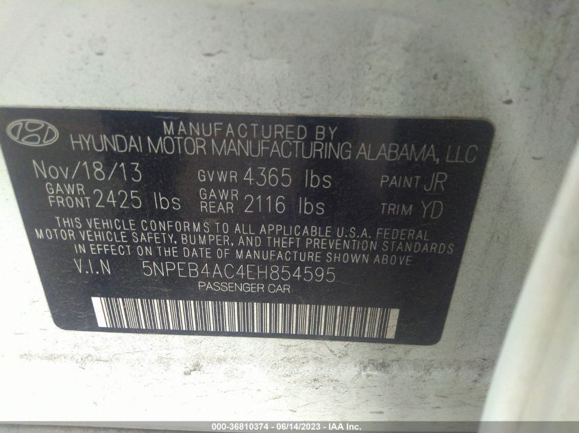 2014 HYUNDAI SONATA GLS - 5NPEB4AC4EH854595