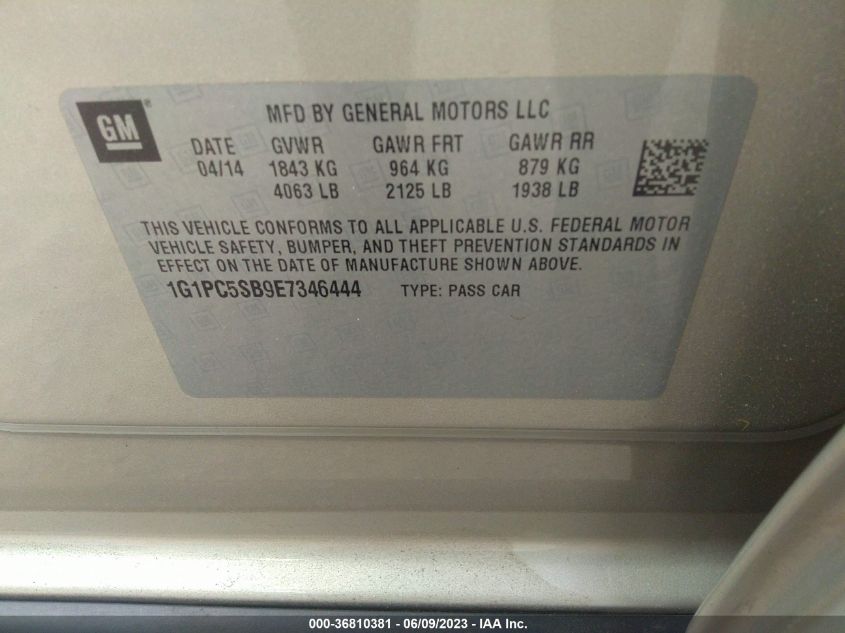 2014 CHEVROLET CRUZE LT - 1G1PC5SB9E7346444
