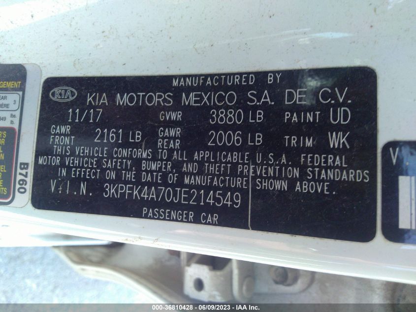 2018 KIA FORTE LX - 3KPFK4A70JE214549