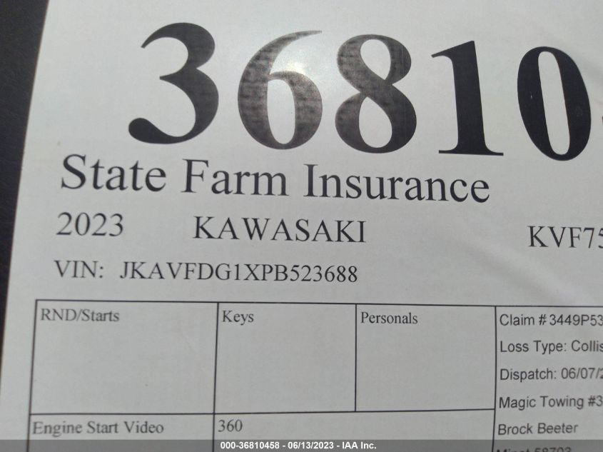 2023 KAWASAKI KVF750 G - JKAVFDG1XPB523688