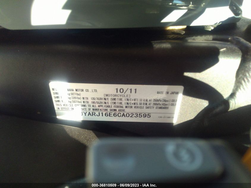 2012 YAMAHA YZFR6 JYARJ16E6CA023595