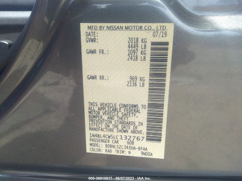 2020 NISSAN ALTIMA 2.5 SR - 1N4BL4CW5LC132767