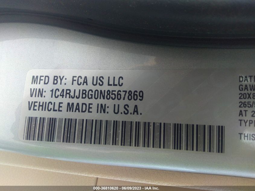 2022 JEEP GRAND CHEROKEE L LIMITED - 1C4RJJBG0N8567869