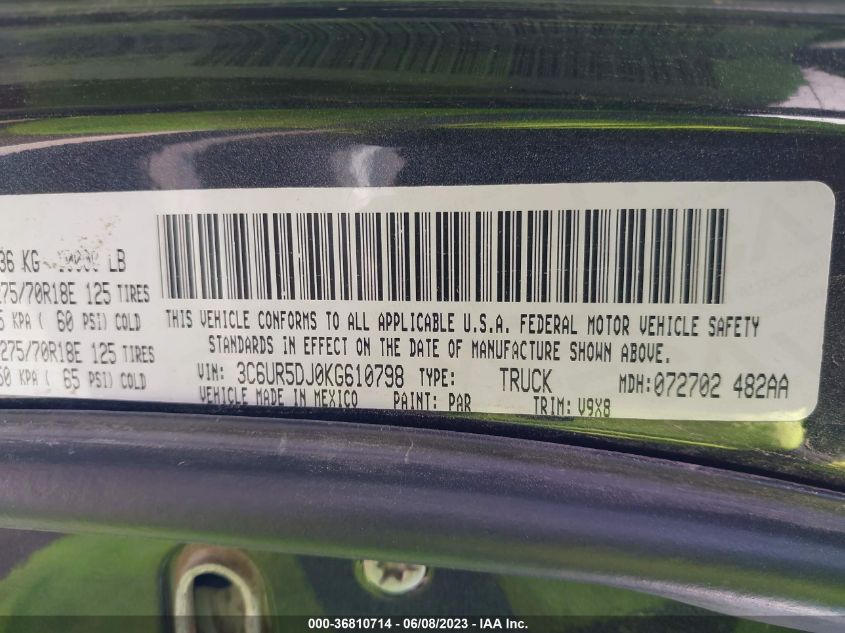 2019 RAM 2500 BIG HORN - 3C6UR5DJ0KG610798