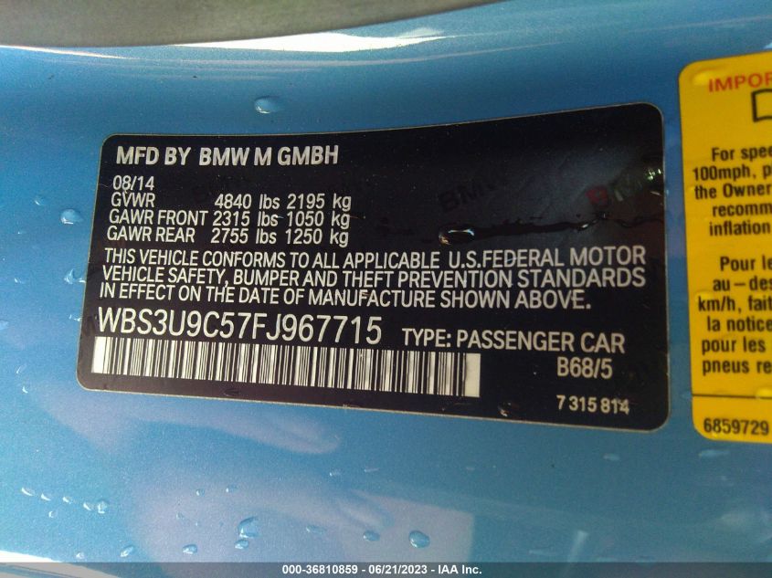 2015 BMW M4 - WBS3U9C57FJ967715