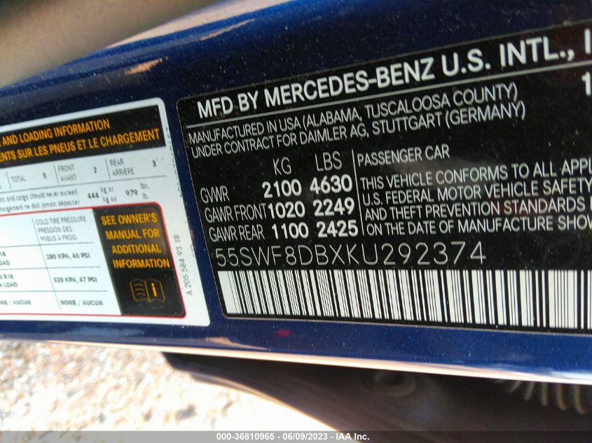 2019 MERCEDES-BENZ C-CLASS C 300 - 55SWF8DBXKU292374