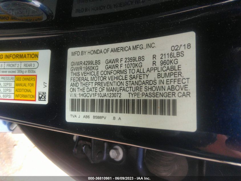 2018 HONDA ACCORD SEDAN LX 1.5T - 1HGCV1F10JA123072