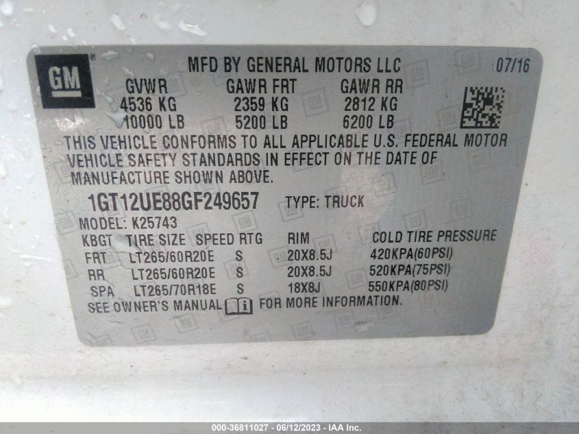 2016 GMC SIERRA 2500HD DENALI - 1GT12UE88GF249657