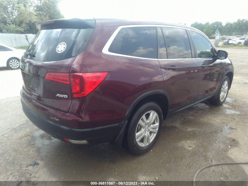 2016 HONDA PILOT LX - 5FNYF6H11GB109323
