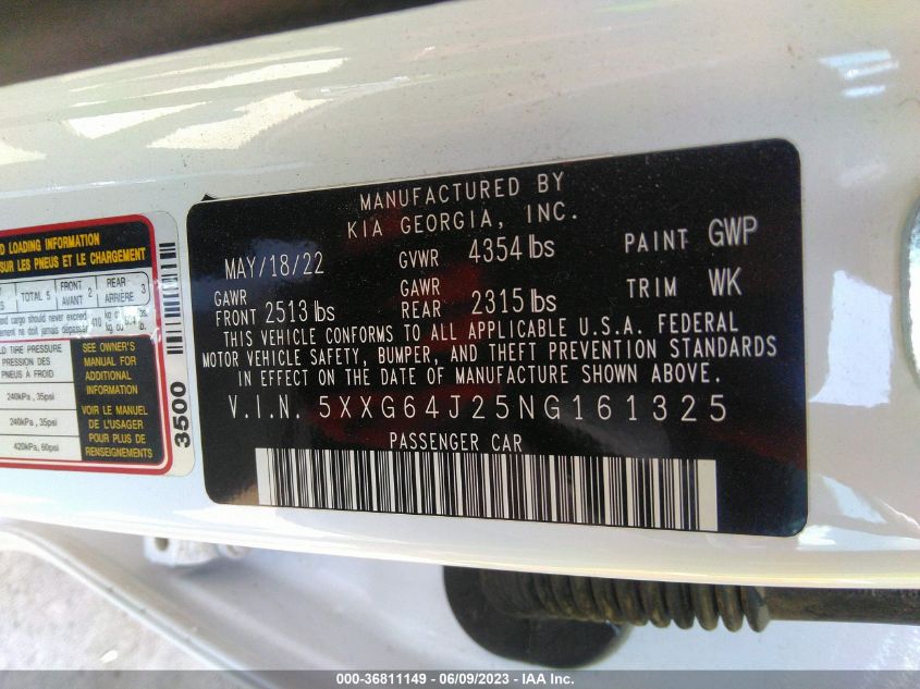 2022 KIA K5 GT LINE - 5XXG64J25NG161325
