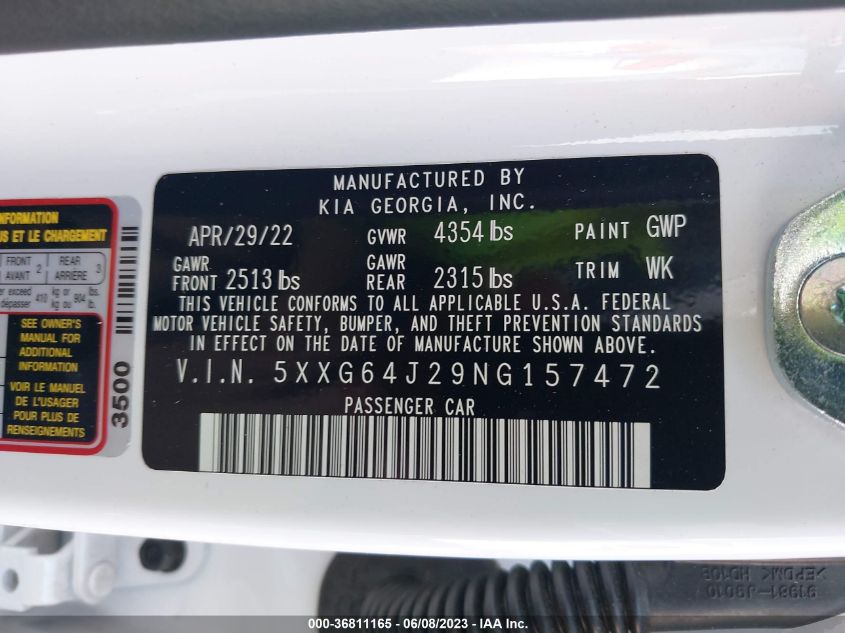 2022 KIA K5 GT-LINE - 5XXG64J29NG157472