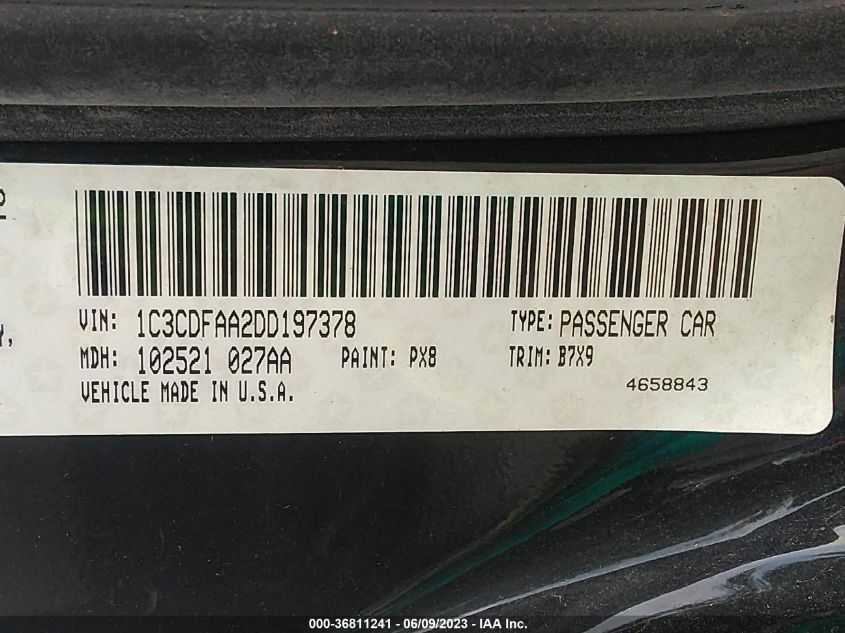 2013 DODGE DART SE - 1C3CDFAA2DD197378