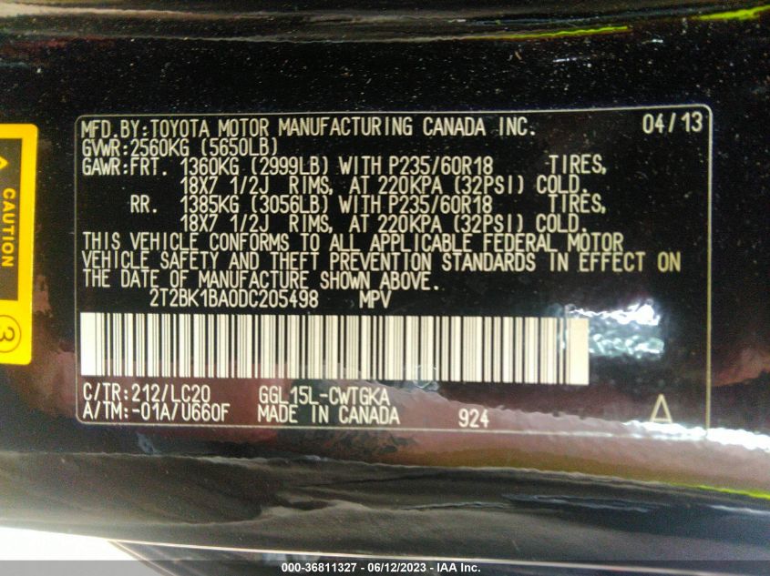 2013 LEXUS RX 350 - 2T2BK1BA0DC205498