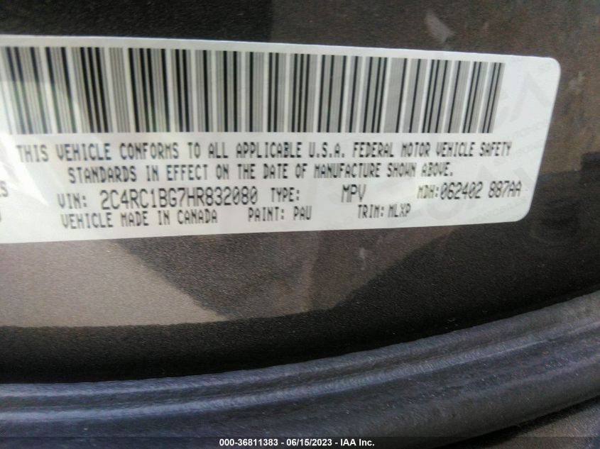 2017 CHRYSLER PACIFICA TOURING-L - 2C4RC1BG7HR832080