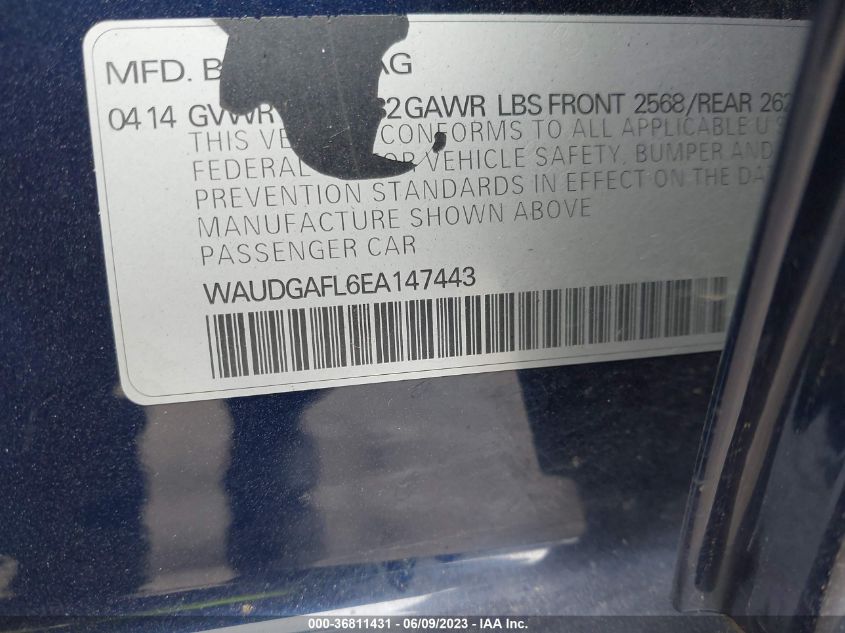 2014 AUDI S4 PREMIUM PLUS - WAUDGAFL6EA147443