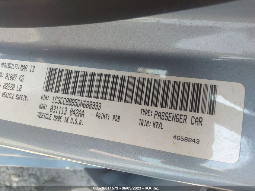 2013 CHRYSLER 200 TOURING - 1C3CCBBB5DN688993