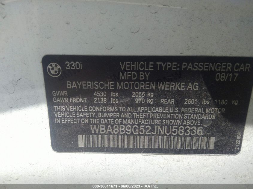 2018 BMW 3 SERIES 330I - WBA8B9G52JNU58336
