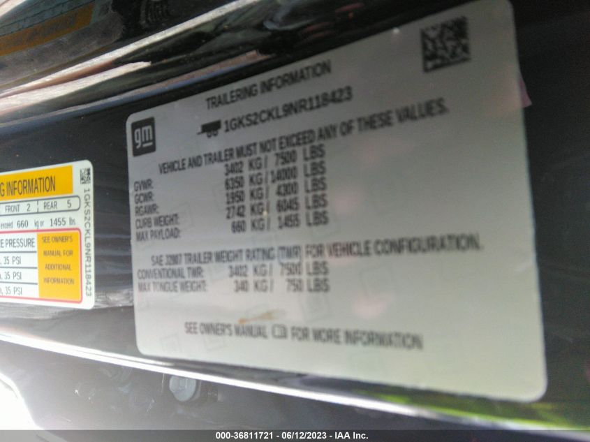 2022 GMC YUKON AT4 - 1GKS2CKL9NR118423