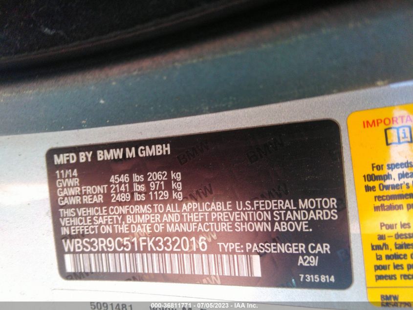 2015 BMW M4 - WBS3R9C51FK332016