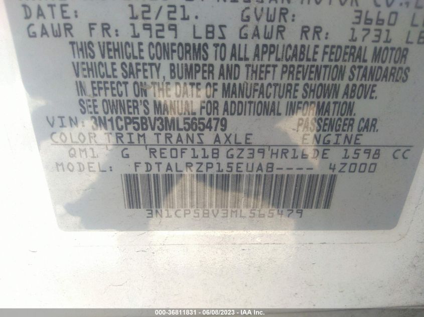 2021 NISSAN KICKS S - 3N1CP5BV3ML565479