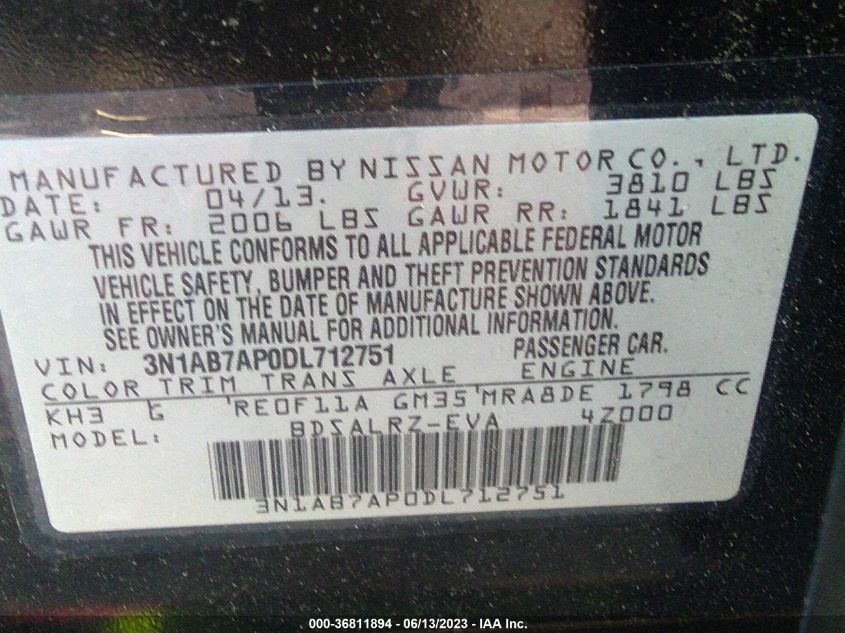 2013 NISSAN SENTRA SR - 3N1AB7AP0DL712751