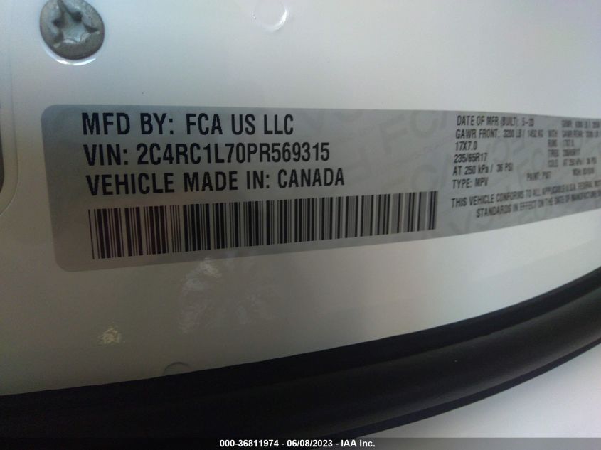 2023 CHRYSLER PACIFICA - 2C4RC1L70PR569315