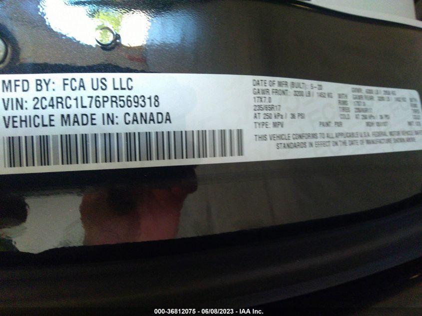 2023 CHRYSLER PACIFICA - 2C4RC1L76PR369318