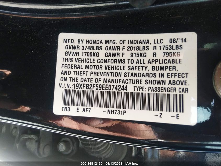 2014 HONDA CIVIC SEDAN LX - 19XFB2F59EE074244