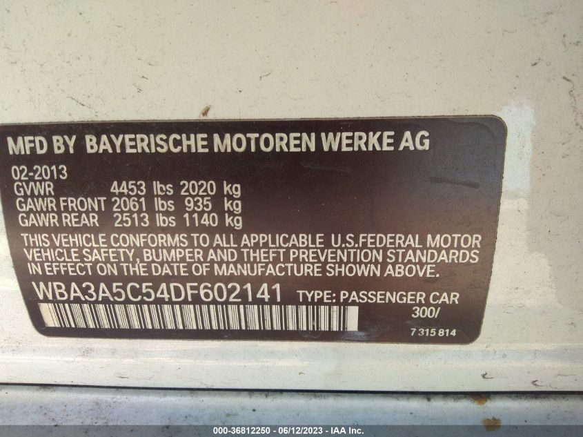 2013 BMW 3 SERIES 328I - WBA3A5C54DF602141