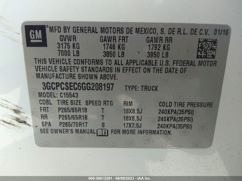 2016 CHEVROLET SILVERADO 1500 LTZ - 3GCPCSEC6GG208197