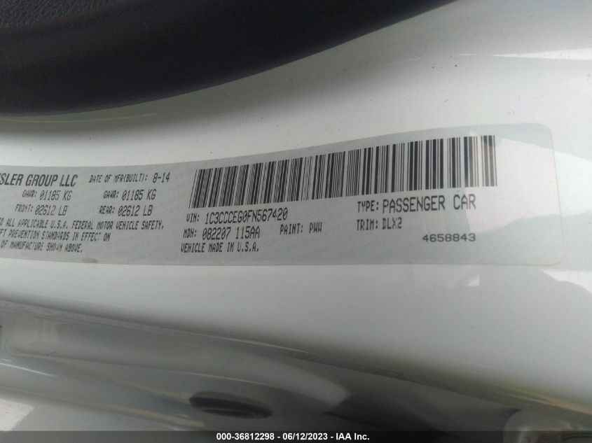 2015 CHRYSLER 200 C - 1C3CCCEG0FN567420