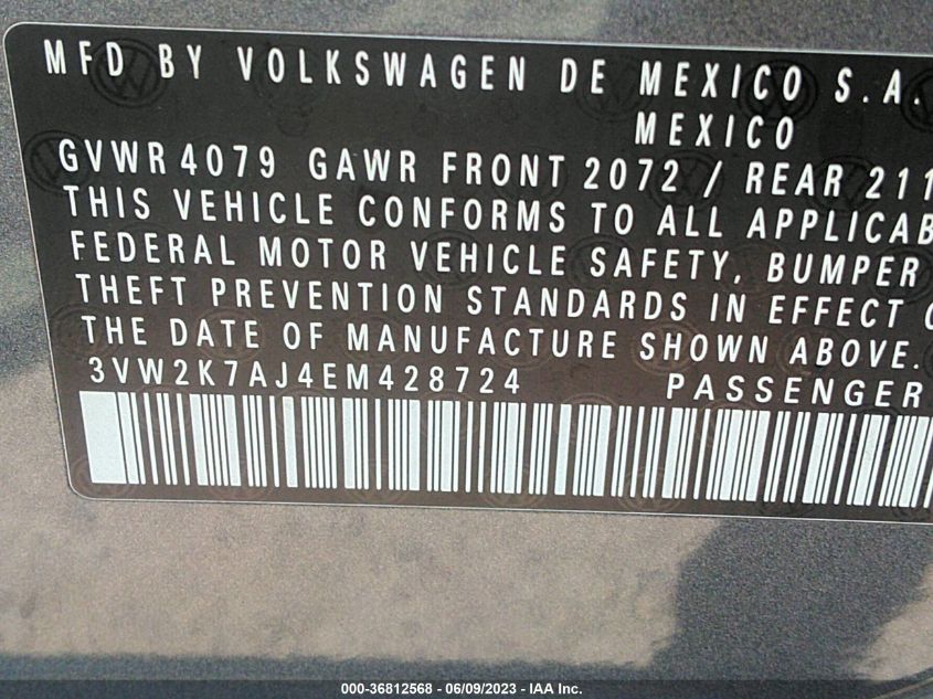 2014 VOLKSWAGEN JETTA SEDAN S - 3VW2K7AJ4EM428724