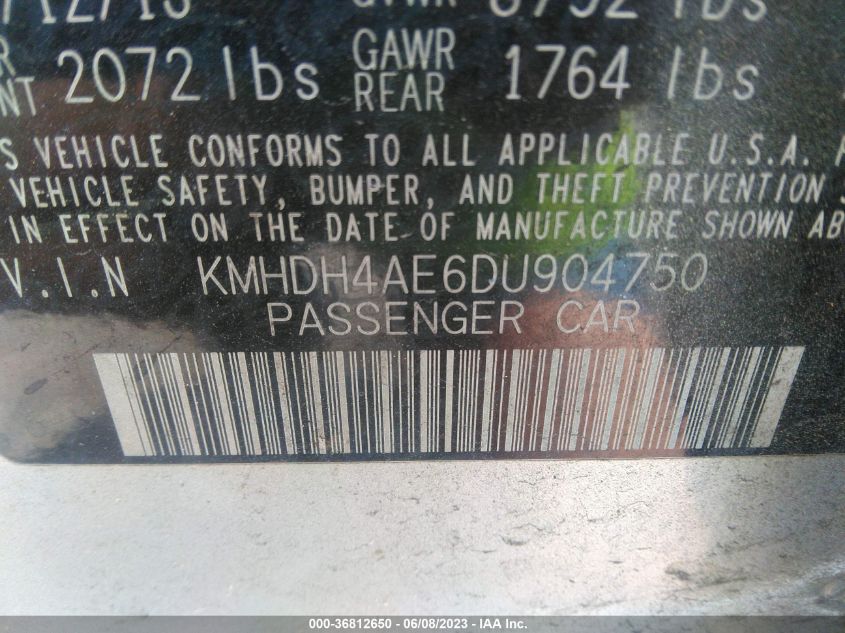 2013 HYUNDAI ELANTRA GLS - KMHDH4AE6DU904750