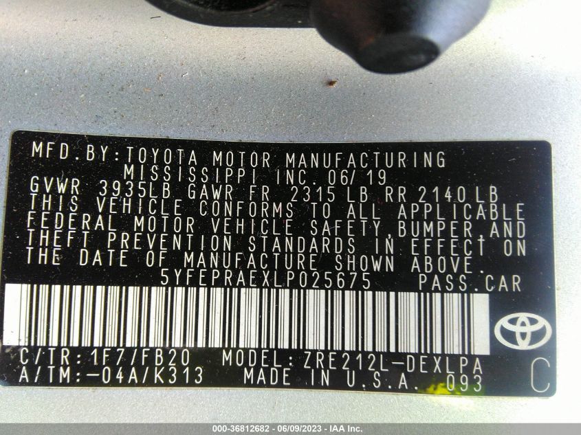2020 TOYOTA COROLLA LE - 5YFEPRAEXLP025675