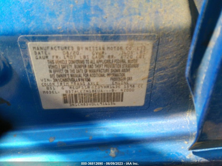 2020 NISSAN VERSA S - 3N1CN8DV0LL916156