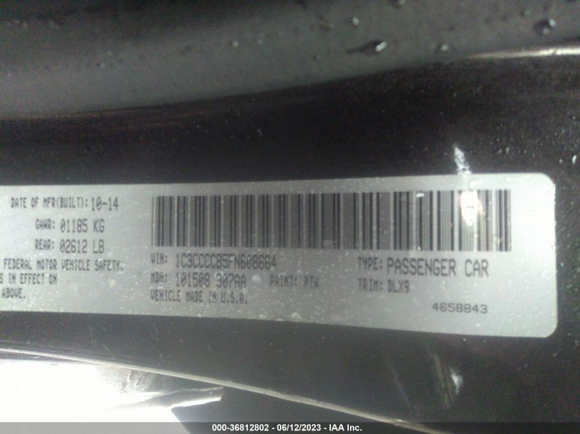 2015 CHRYSLER 200 C - 1C3CCCCB5FN608664