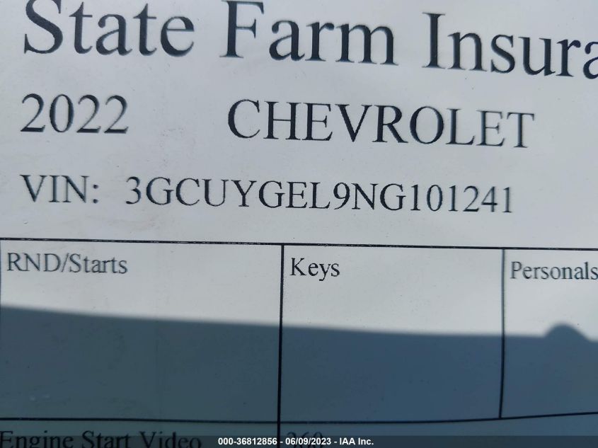 2022 CHEVROLET SILVERADO 1500 LTD LTZ - 3GCUYGEL9NG101241