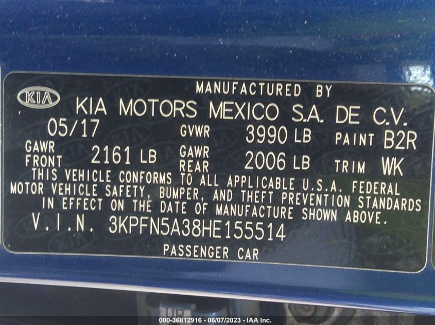 2017 KIA FORTE5 SX - 3KPFN5A38HE155514